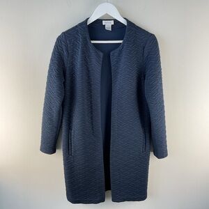 Barneys New York Navy Blue Open Front Quilted Cardigan Jacket Size Small